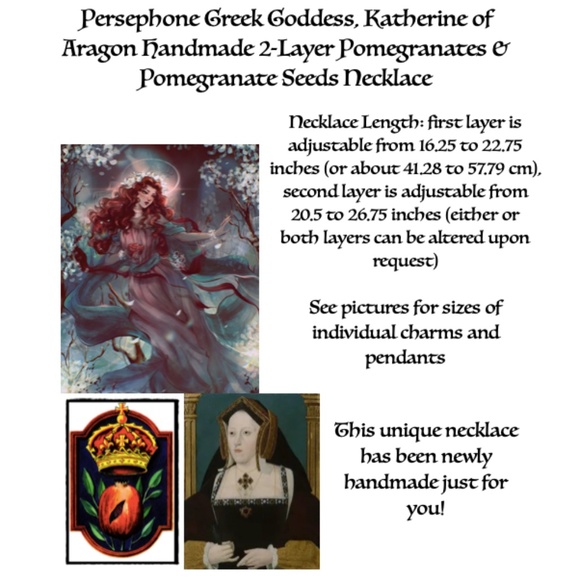 Persephone Greek Goddess Pomegranates and Seeds Handmade 2-Layer Gold Necklace - Picture 14 of 15